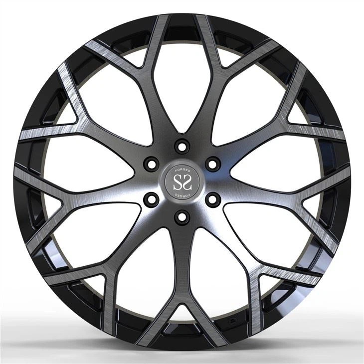 1 Piece Forged Black Machined Face Wheels 24 Inch Custom For Luxury Car Rims